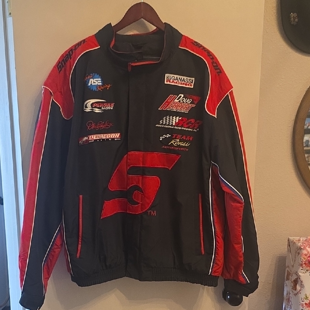 Snap Men's Black and Red Racing Jacket